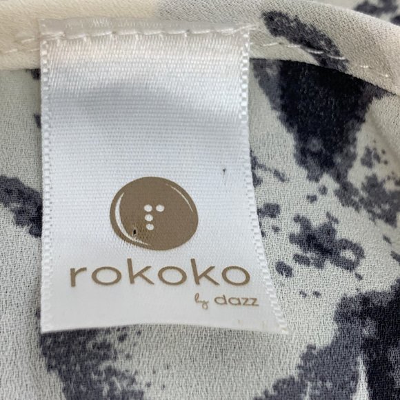 Rokoko Floral Flowy Chiffon Dress Relaxed Fit Small Polyester Short Sleeve Vneck - Picture 3 of 11